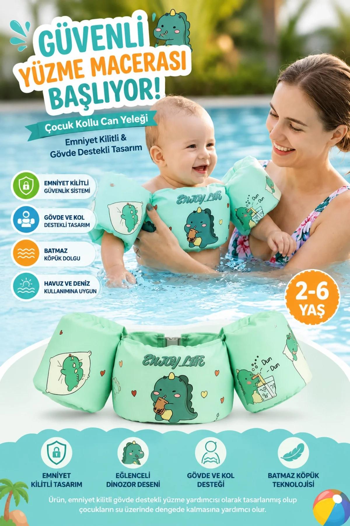 TOYFLYER ÇOCUK YÜZME YELEĞİ KOLLUKLU YEŞİL FL002