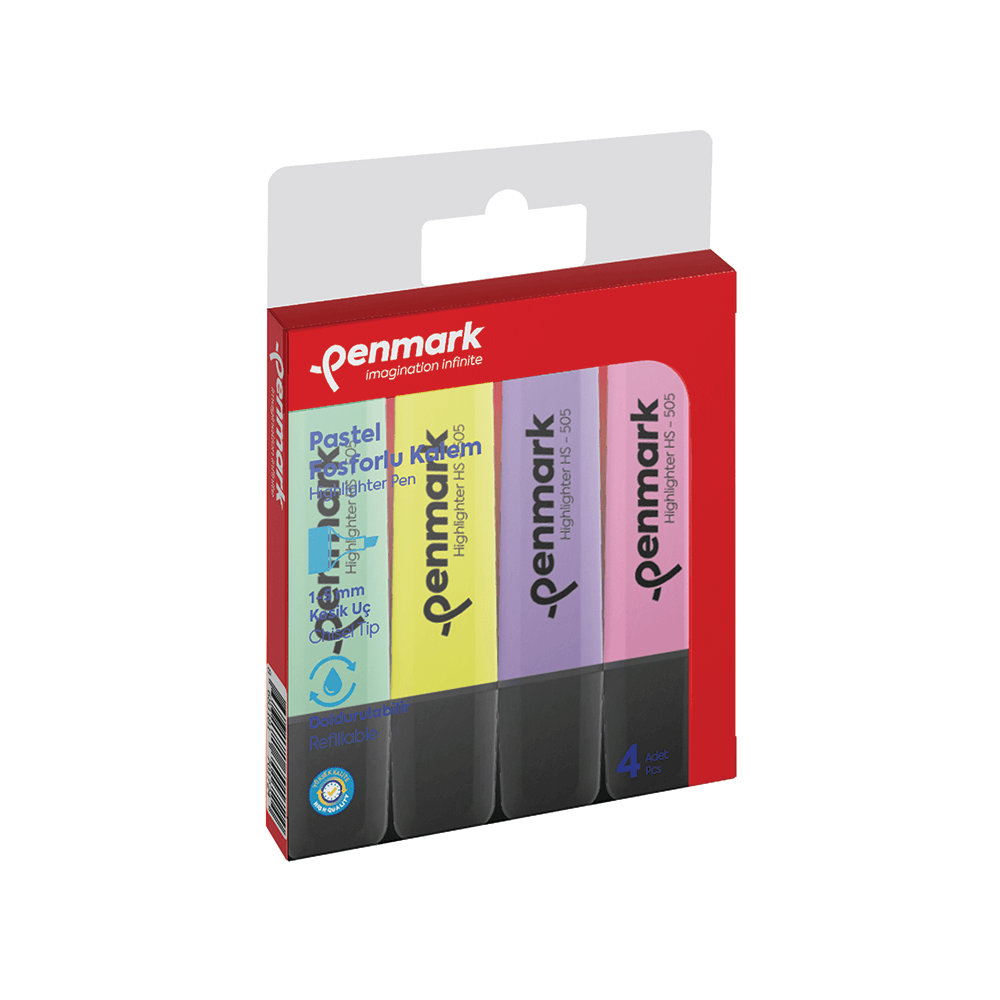 PENMARK HS505 4P FOSFORLU KALEM 4LÜ BLS PASTEL RENK