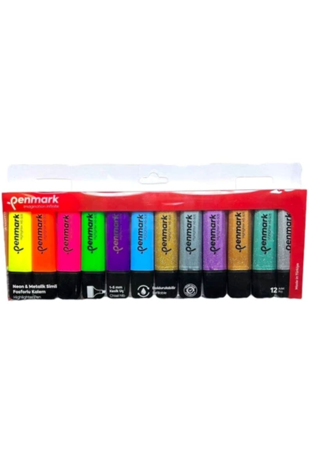 PENMARK HS505 12NP FOSFORLU KALEM 12Lİ BLS 6 PASTEL+6NEON RENK