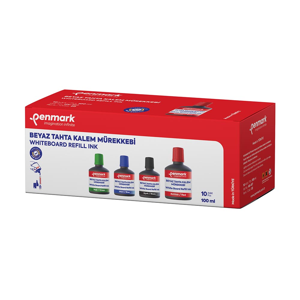 PENMARK HS107 03 BEYAZ TAHTA KALEMİ MÜREKKEBİ 100ML KIRMIZI