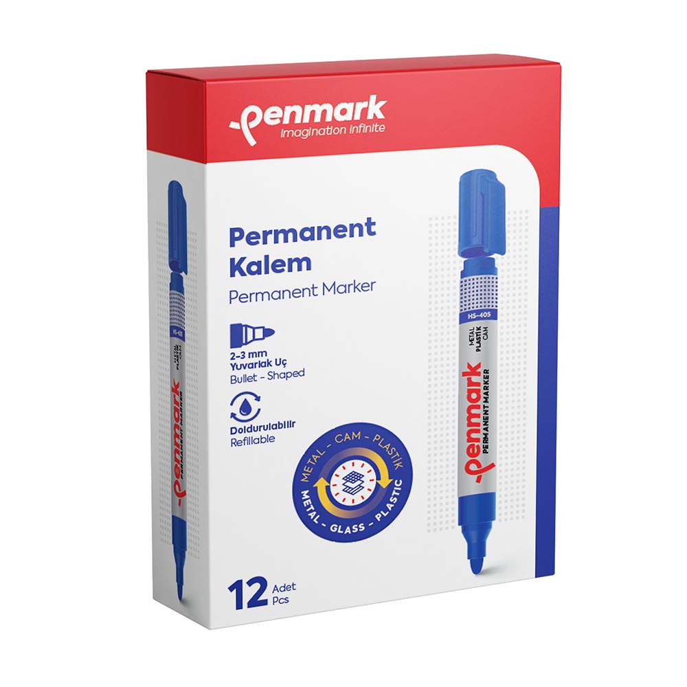 PENMARK HS1200-02 PERMANENT MARKÖR YUVARLAK UÇ ECOPLUS MAVİ