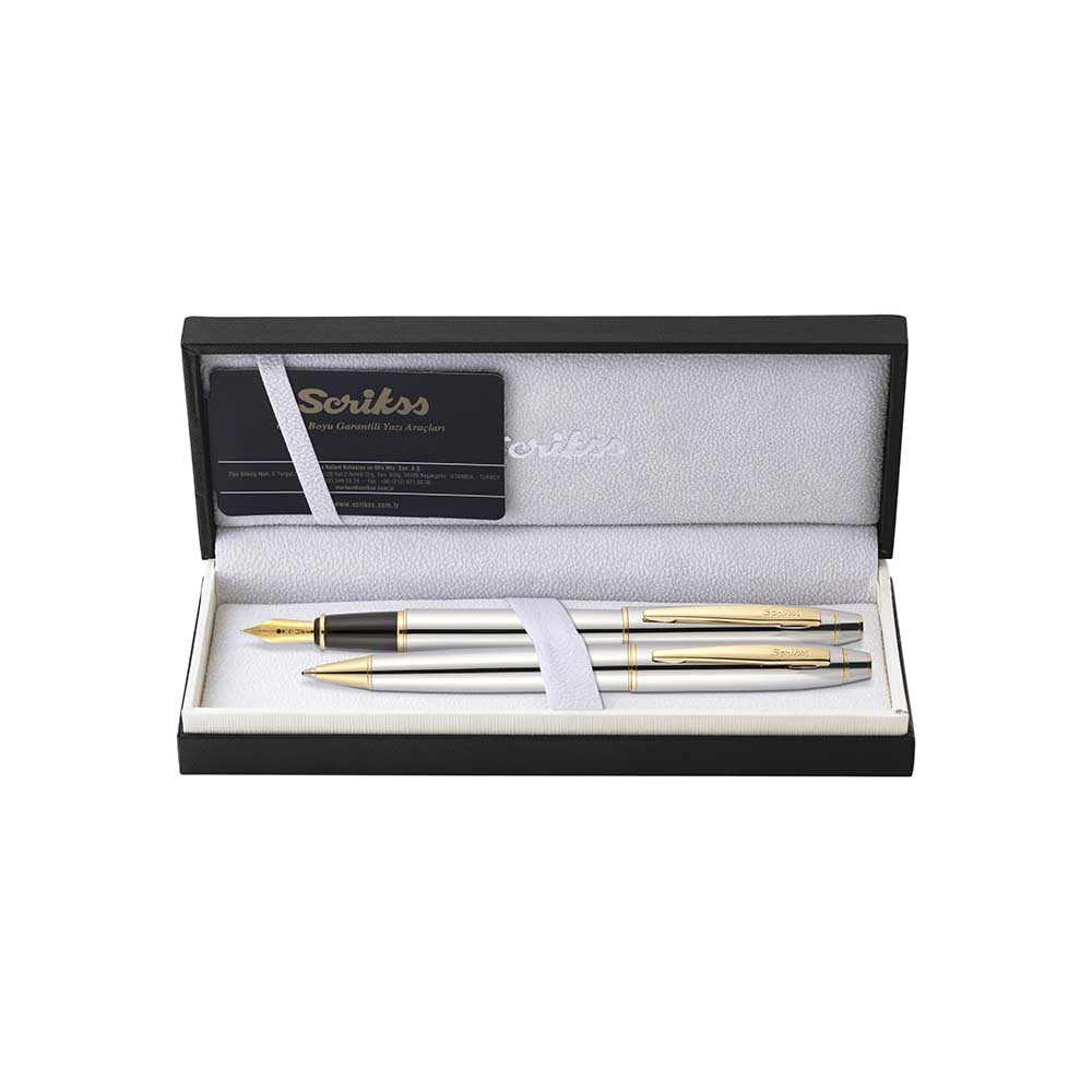 SCRİKSS 35 TÜKENMEZ+DOLMAKALEM TAKIM GOLD KROM
