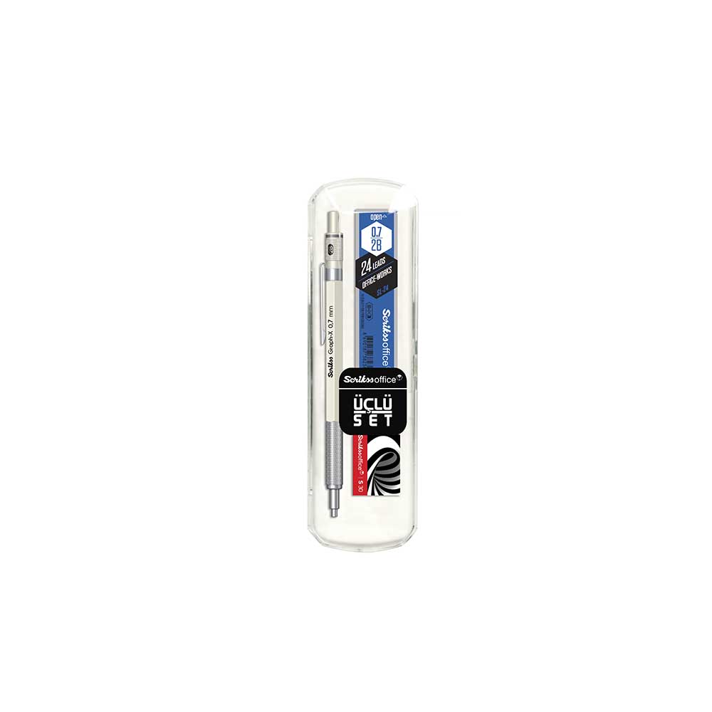 SCRİKSS GRAPH-X 3LÜ VERSATİL SET 07MM SİLGİ+MİN BEYAZ