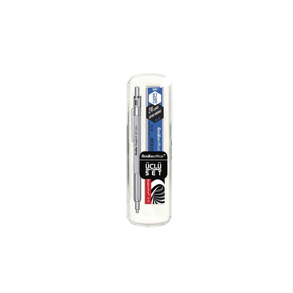 SCRİKSS GRAPH-X 3LÜ VERSATİL SET 07MM SİLGİ+MİN KURŞUN GRİ