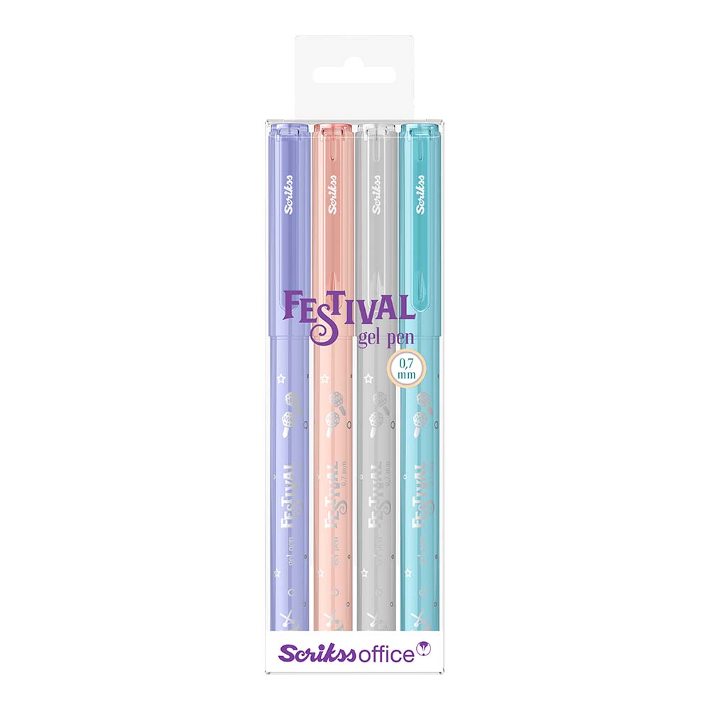 SCRİKSS FESTİVAL JEL KALEM 07MM PASTEL RENKLER 4LÜ TAKIM