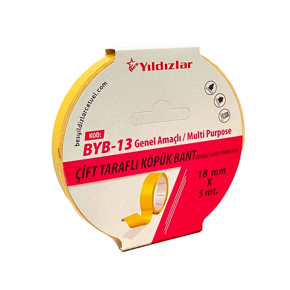 YILDIZLAR BYB-13 ÇİFT TARAFLI KÖPÜK BANT 18X5M