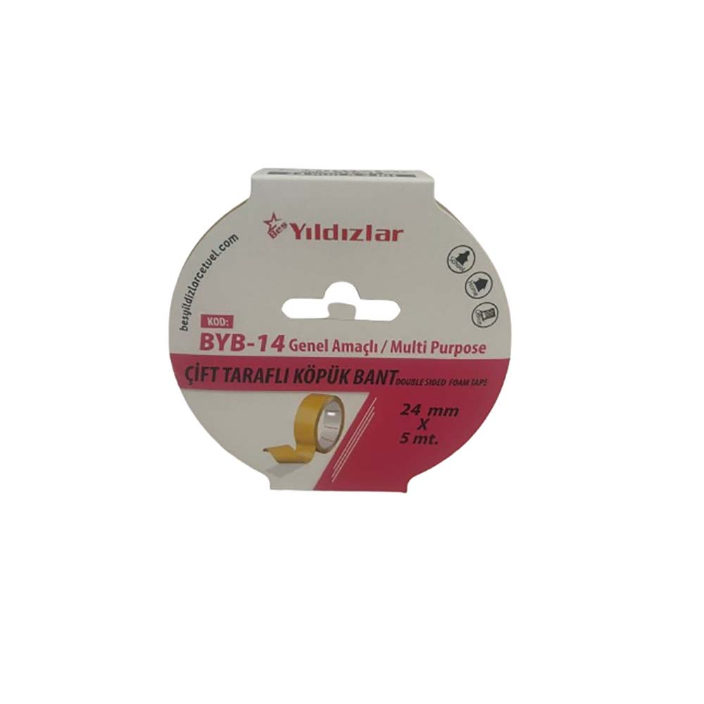 YILDIZLAR BYB-14 ÇİFT TARAFLI KÖPÜK BANT 24X5M