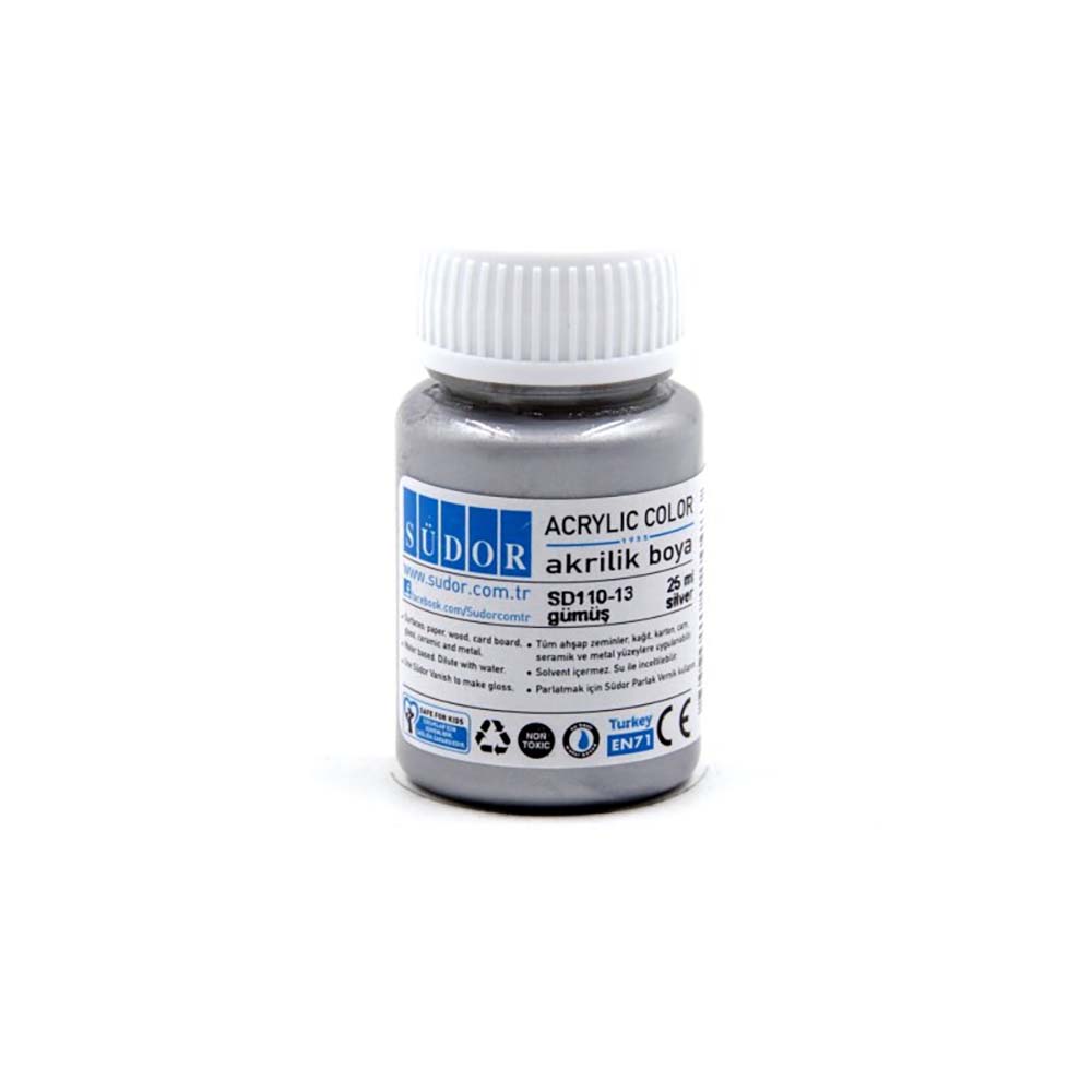 SÜDOR SD110-13 AKRİLİK BOYA 25ML GÜMÜŞ