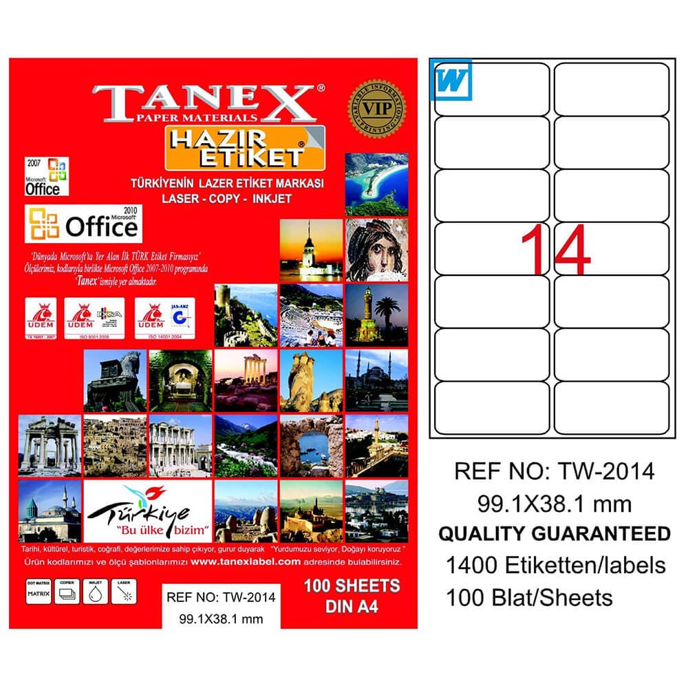 TANEX TW-2014 LAZER ETİKET 99,1X38,1MM