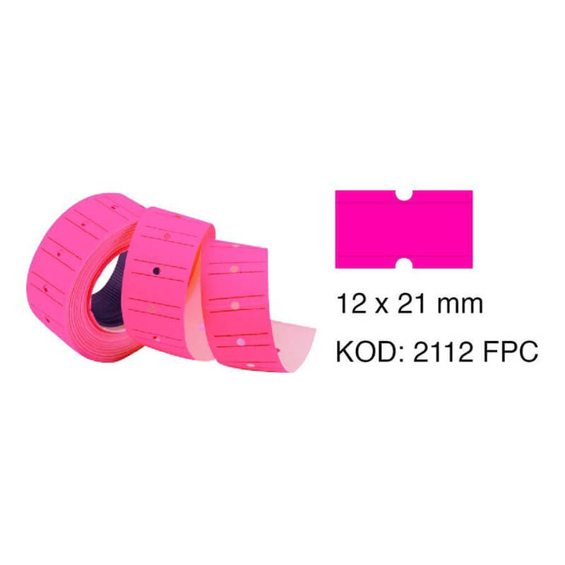 TANEX 12X21MM FİYAT ETİKETİ 800AD ÇİZGİLİ FLO PEMBE